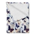 thumbnail image 2 of Butterfly Soft Flannel Fleece Throw Blanket, Silhouettes and with Swirled Curly Wings on Pastel Color Blots, Cozy Plush for Indoor and Outdoor Use, 70" x 90", Multicolor, by Ambesonne, 2 of 5