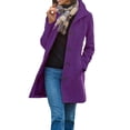 thumbnail image 2 of Women's Long Coats Single Breasted Pea Coat Winter Casual Blazer Jacket Trench Coat Purple S, 2 of 9