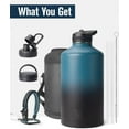 thumbnail image 3 of 128 oz Gallon Water Bottle Insulated with Paracord Handle & 3 Lids, Water Jug Large Metal Stainless Steel Leakproof Falsk Cold 48H Hot 24H for Outdoor, 3 of 3