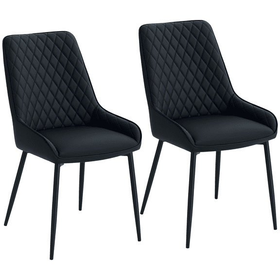 HOMCOM Ensemble de 2 Chaises de Salle à Manger, Chaises de Cuisine en Cuir PU avec Pattes en Métal