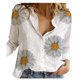 thumbnail image 2 of ICHUANYI Clearance Fashion Women's Loose Buttons Printing Lapel Long Sleeves T-shirts Blouse Tops(White, M) ICHUANYI WER2023081110967, 2 of 7