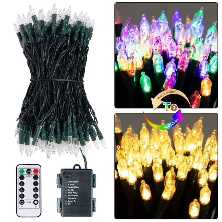 Battery Operated Christmas Lights 2 Pack 17.7 Feet 50 LED Waterproof Clear  Mini String Lights with Remotes, Timer, 8 Mode, Color Changing Lights for Xmas  Tree Outdoor Indoor Holiday Party Garden Decor 