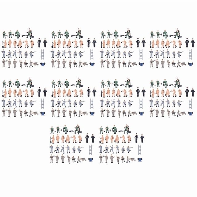 250Pzs 1:87 Figurilla Figuras Pintadas Miniaturas de Trabajadores Ferroviarios con Cubo y Escalera