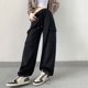 thumbnail image 5 of Pantalones cargo rosas de moda coreana Rimocy para mujer, pantalones deportivos holgados con cintura elástica de color sólido, pantalones casuales sueltos de pierna ancha para mujer, 5 of 5