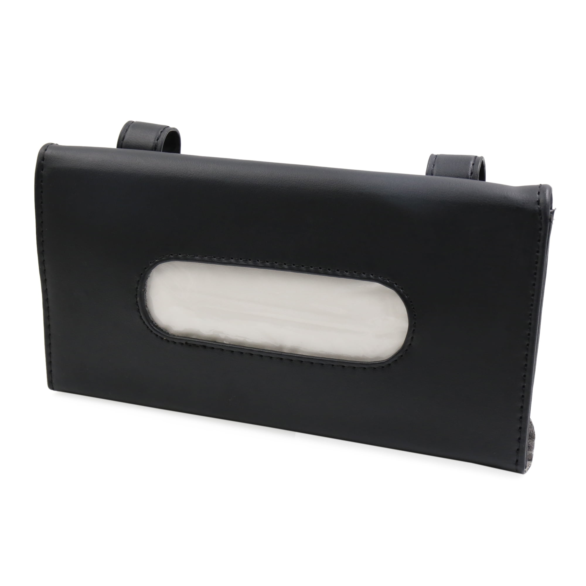 BL/_ Car Faux Leather Sun Viper Back Seat Hanging Tissue Box Paper Holder Contain