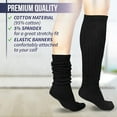 thumbnail image 3 of GERVRA Women’s Extra Long Heavy Slouch Socks – 100% Cotton, Made in USA, One Size 9–11, Retro 80s Style (Black), 3 of 6