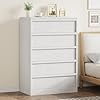 43 Inch Tall 5 Drawer Dresser, Modern Wooden Storage Cabinet with Large Drawers for Bedroom, Nursery, Living Room and Entryway,White