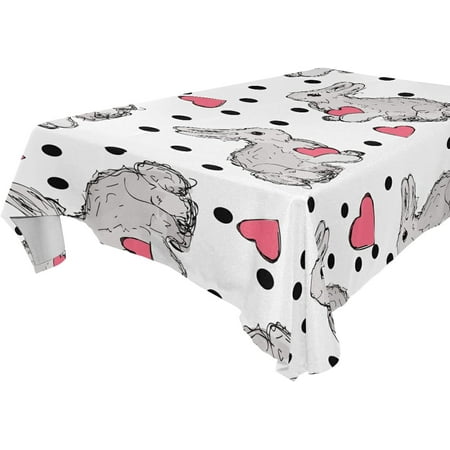 SKYSONIC Easter Bunny Eggs Tablecloth Waterproof Washable Polyester Square Table Cover Durable Tablecloth for Kitchen Dining Table Party Decor (54 X 72 Inch)