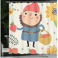 thumbnail image 3 of Ambesonne Garden Scene Shower Curtain, Nostalgic Gnome Print, 69"Wx84"L, Marigold Peach and Blue Grey, 3 of 4