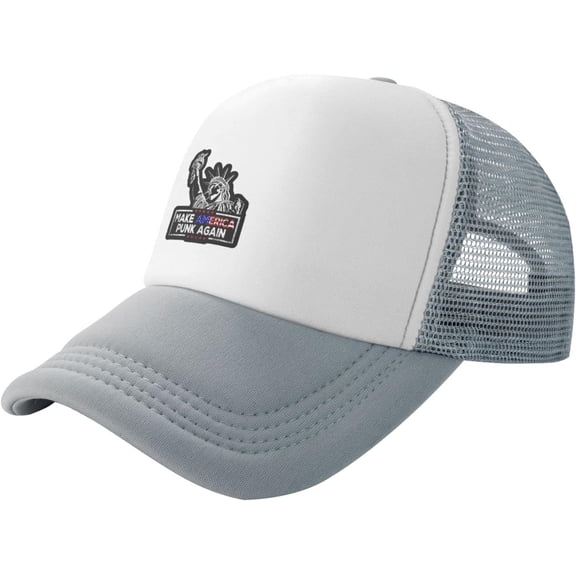 Make America Punk Again Slogan Unisex Adult Adjustable Mesh Hats Baseball Hat Trucker Cap for Men Women Gray
