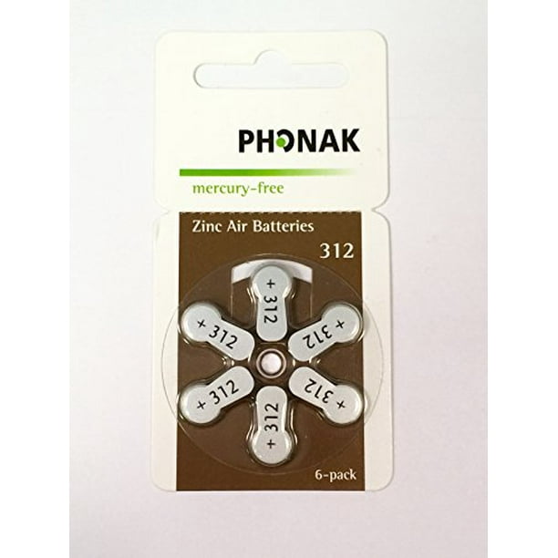 Phonak Mercury Free Size 312 Zinc Air Hearing Aid Batteries (60