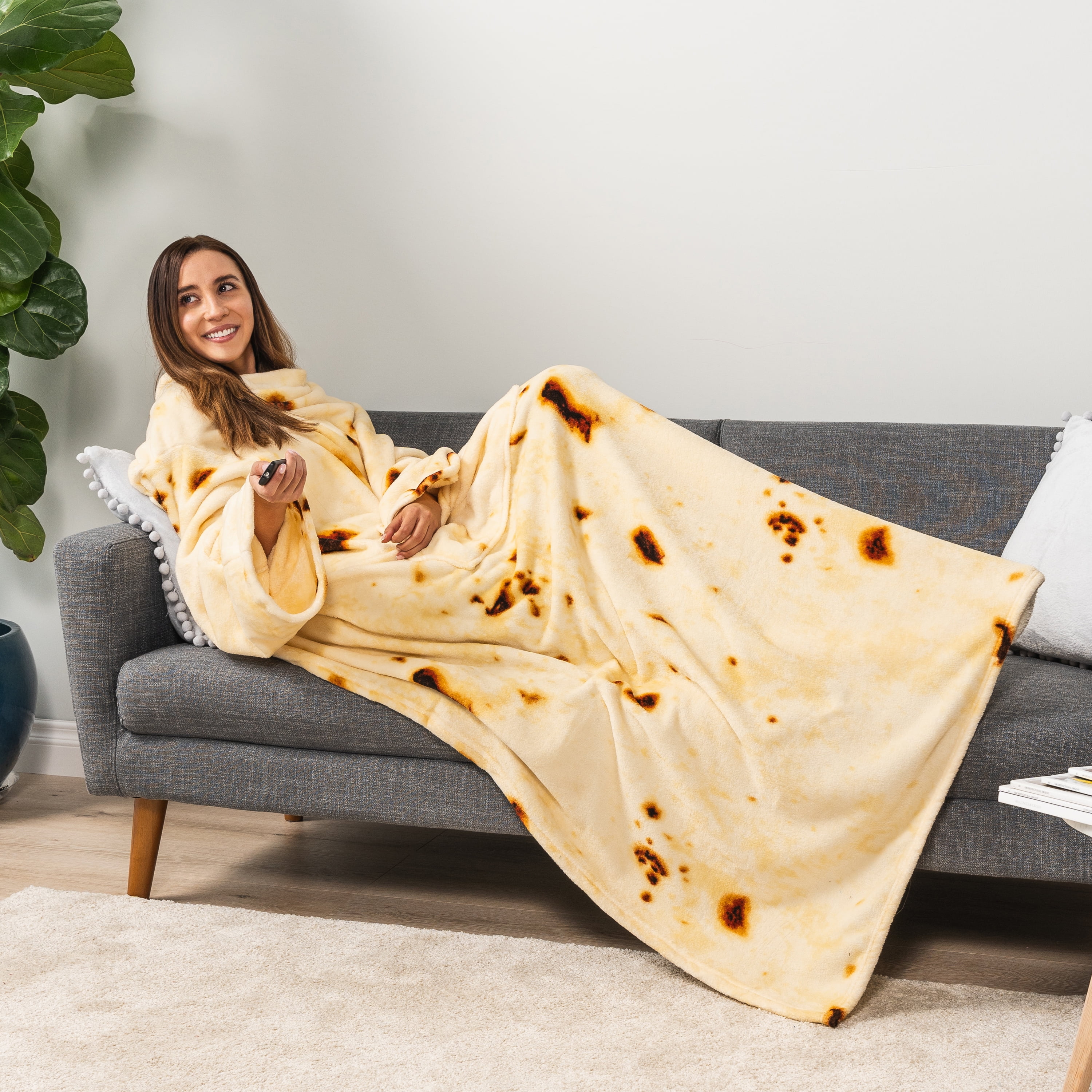 PAVILIA Burrito Fleece Wearable Blanket with Sleeves for Adults Women Men, Soft Warm Full Body Wrap Throw, Sweatshirt Pocket, Cozy Pullover Robe Blanket with Arm, Gifts for Christmas Mom Wife
