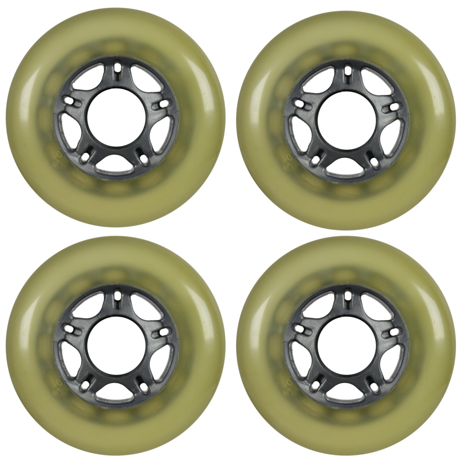 Inline Skate Replacement Wheels Silver/Cloudy 80mm 78A 5Spoke 4 Pack