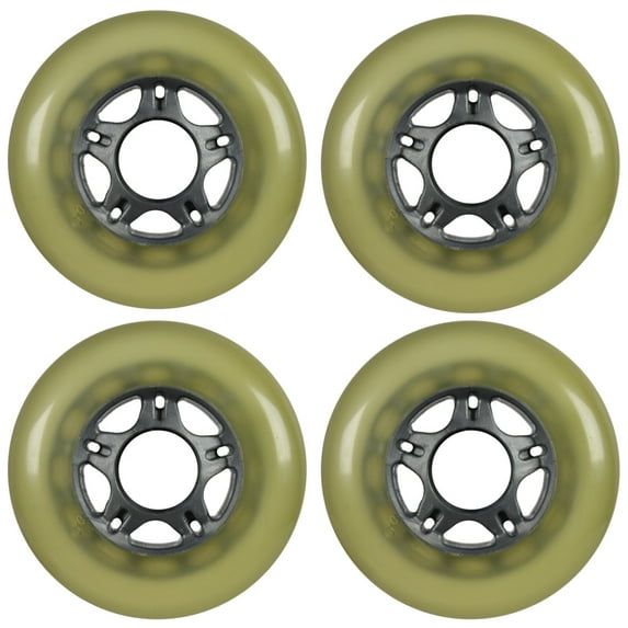 Inline Skate Replacement Wheels Silver/Cloudy 80mm 78A 5-Spoke 4 Pack