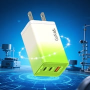 30W Fast Charger, QC3.0 GaN Wall Charger Block with LED Indicator, Dual USB C & A Port Compact Charging Adapter Plug for Phone Tablet
