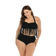 thumbnail image 4 of FANNYC Women's Bikini Sets Retro Fringe Tassel Bikini Swimsuit Classic Halter Two Piece Swimsuit Swimwear Beachwear-Plus Size-Padded ,High Waist, 4 of 7