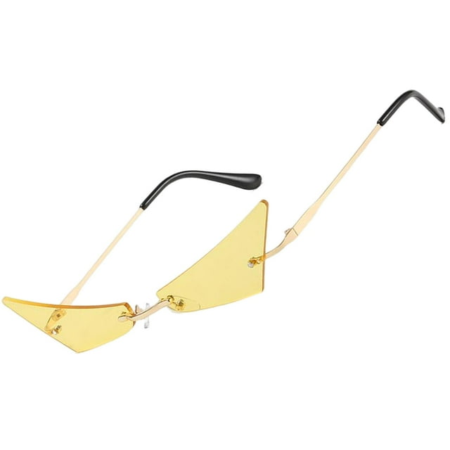 Gafas de sol de para mujer, marco de metal estrecho, accesorios puntiagudos sin marco para Amarillo Yuyangstore anteojos ojo de gato