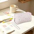 thumbnail image 2 of Small Quilted Makeup Bag for Women, Cute Floral Cosmetic Bag, Emergency Bag Travel Toiletry Pouch Gifts for Girls Her Mom Friend Sister White, 2 of 3