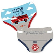 Big Dot of Happiness Fired Up Fire Truck - Diaper Shaped Raffle Ticket Inserts - Firefighter Firetruck Baby Shower Activities Diaper Raffle Game 24 Ct