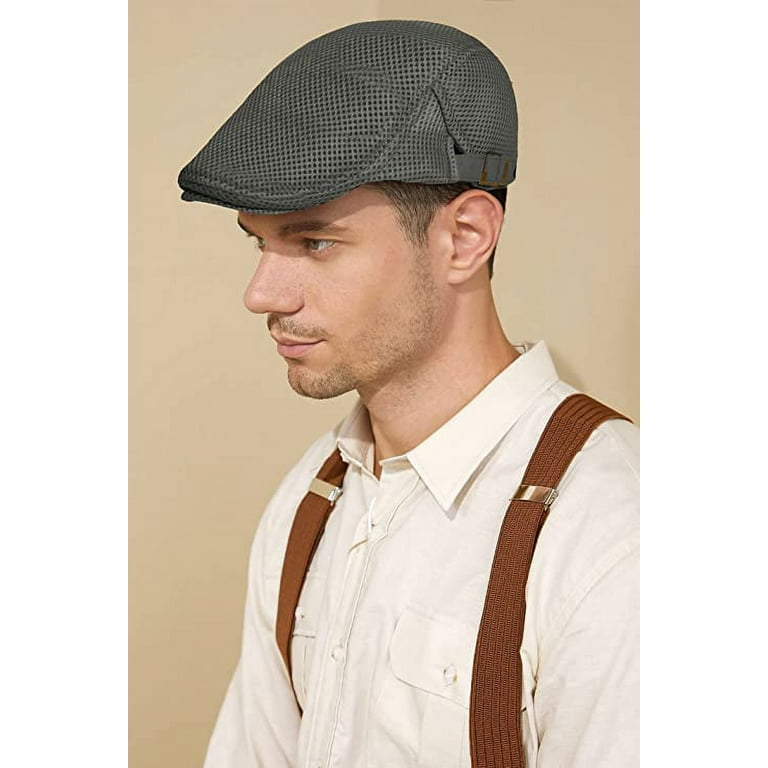 Visland Mens Mesh Flat Cap Breathable Summer Newsboy Hat Beret Cabbie Ivy Hat Gatsby Newsboy Hat for Driving Hunting Walmart