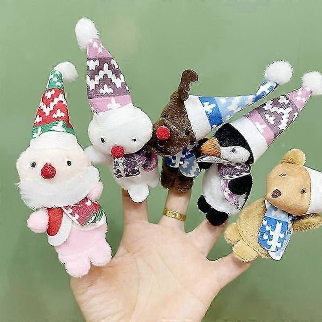 2set Christmas Decor, Christmas Finger Puppets Finger Dolls for Storytelling Christmas Party Favours 1.57x3.15 Inch