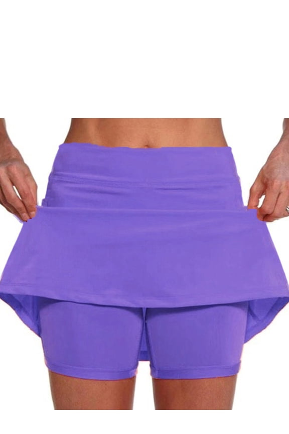 Women's High Waist Shorts Activewear Bottoms Sports Fitness Skirted Leggings with Pockets