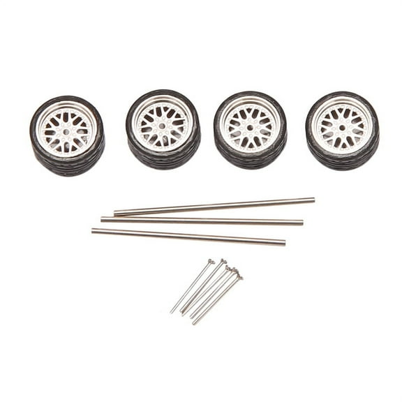 4Pcs 1/64 Scale Steamer Alloy Wheels Tire Alloy Model Car General Modified Tire for 1:64 Vehicles General Model Tire J33