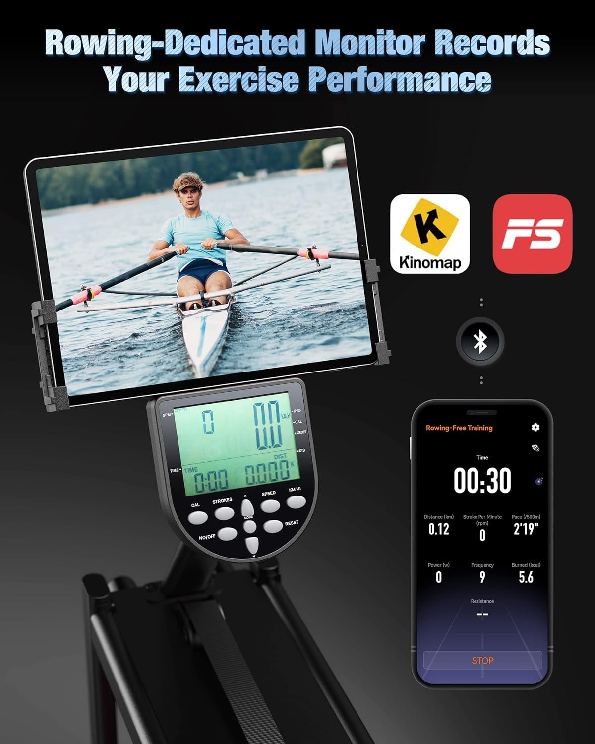 YOSUDA Home Water Rower Machine, 350 lbs Max Weight, with LCD Display