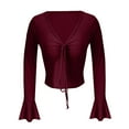 thumbnail image 3 of AJHSAKLt Long Sleeve Shirts For Women 224 Women's Autumn And Winter Slim Solid Color Bell V T Shirt Women's Clothing Red, 3 of 5