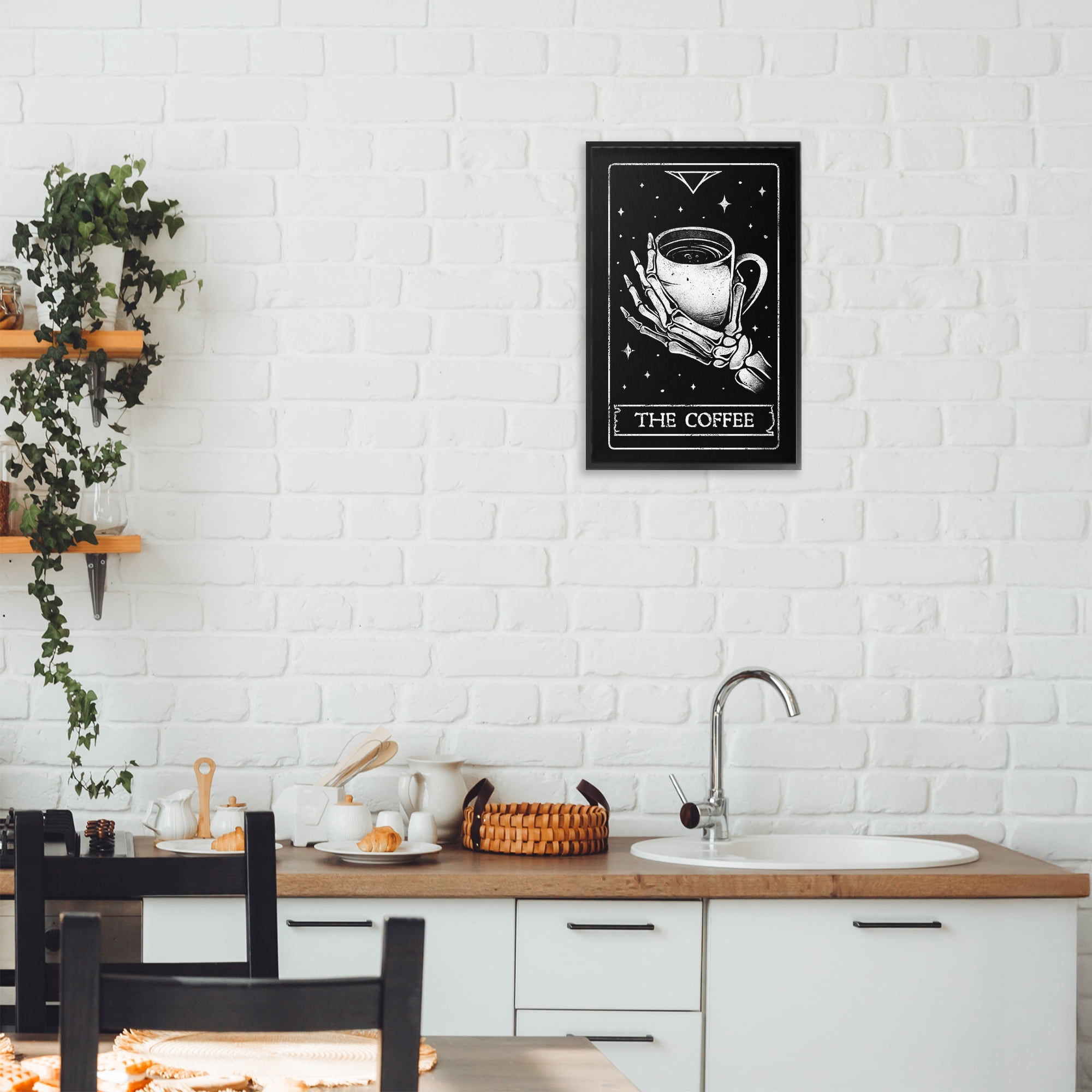 Stupell Industries The Coffee Tarot Card Black Framed Giclee Art, design by EduEly Designs