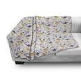 thumbnail image 3 of Jurassic Soft Flannel Fleece Throw Blanket, Children Design of Dinosaurs and Botany Items on a Plain Backdrop, Cozy Plush for Indoor and Outdoor Use, 50" x 60", White Ceil Blue Yellow, by Ambesonne, 3 of 6