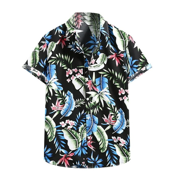 JINMGG Mens Shirts Clearance,Men Hawaiian Short Sleeve Beach Shirt Printed Summer Casual Button Down Shirts