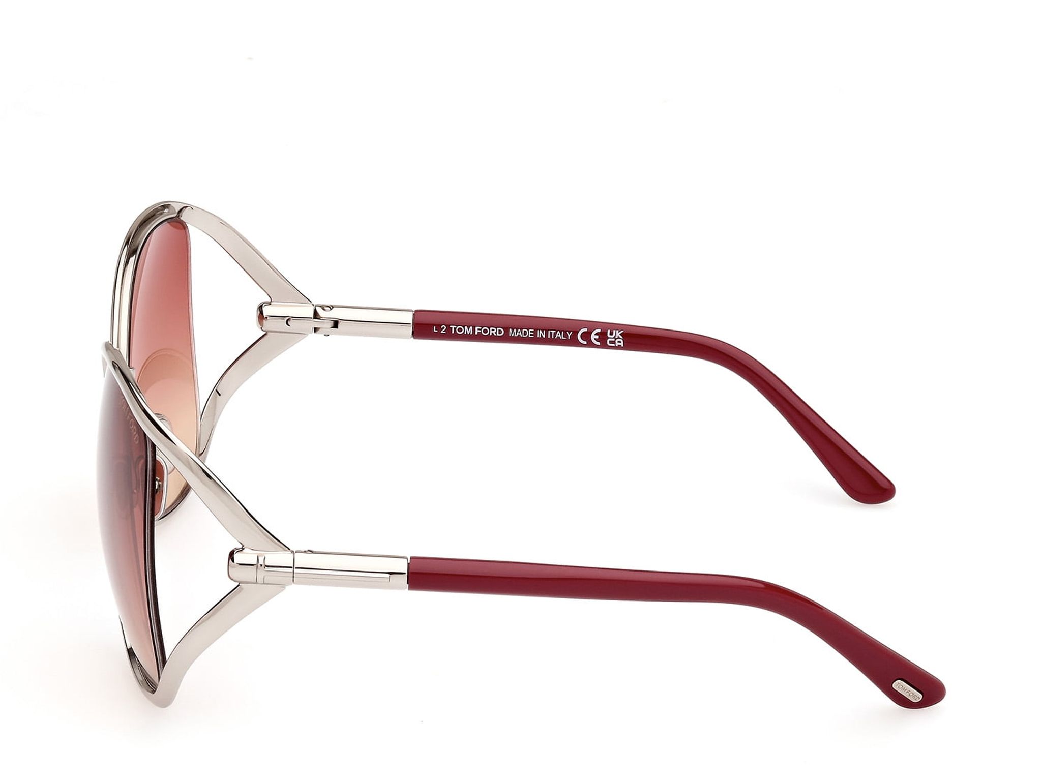 NEW TOM FORD TF1091 16T SUNGLASSES SILVER BORDEAUX EYEWEAR TOM FORD FT1091 16T Tom Ford Marta Gradient Bordeaux Butterfly Ladies Sunglasses  main image 4