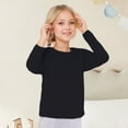 thumbnail image 3 of LOCHEX Toddler Fashion Solid Color Top Kids Girls Tunic Tops Crewneck Ultra Soft Solid Color Long Sleeve Comfortable Casual Pullover T shirt,Black,3-4T, 3 of 7