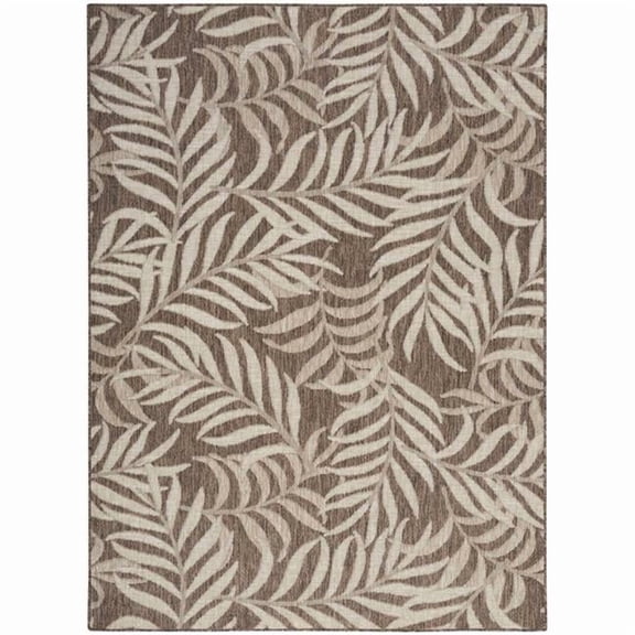 HomeRoots 550159 6 x 9 ft. Brown & Ivory Palm Leaf Indoor & Outdoor Rectangle Area Rug