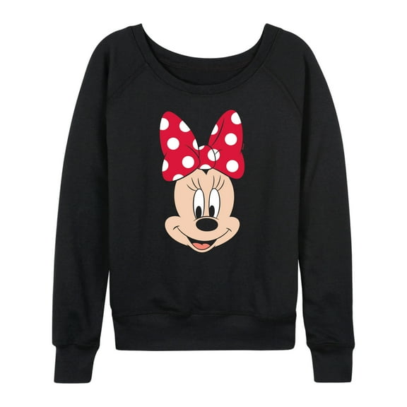 Mickey & Friends - Minnie Face - Women's Lightweight French Terry Long Sleeve Shirt