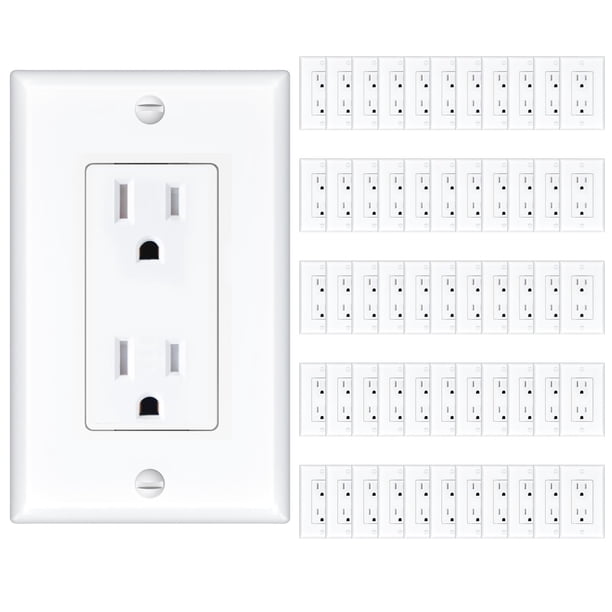 Wall Outlet Amico, 15 A, certificado UL, resistente a manipulaciones, paquete de 50