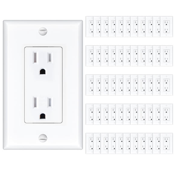 Wall Outlet Amico, 15 A, certificado UL, resistente a manipulaciones, paquete de 50