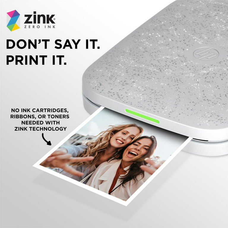 HP Sprocket 3x4 Instant Photo Printer – Wirelessly Print 3.5x4.25” Photos  on Zink Paper from iOS & Android Devices, White