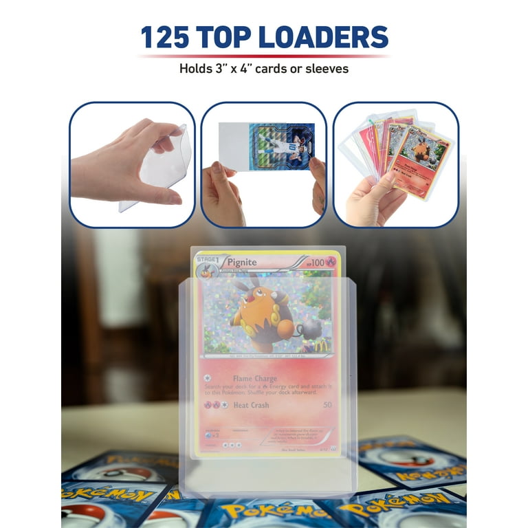 Professional Grade Combo Pack, 125 Top Loaders + 125 Trading Card Soft  Sleeves 