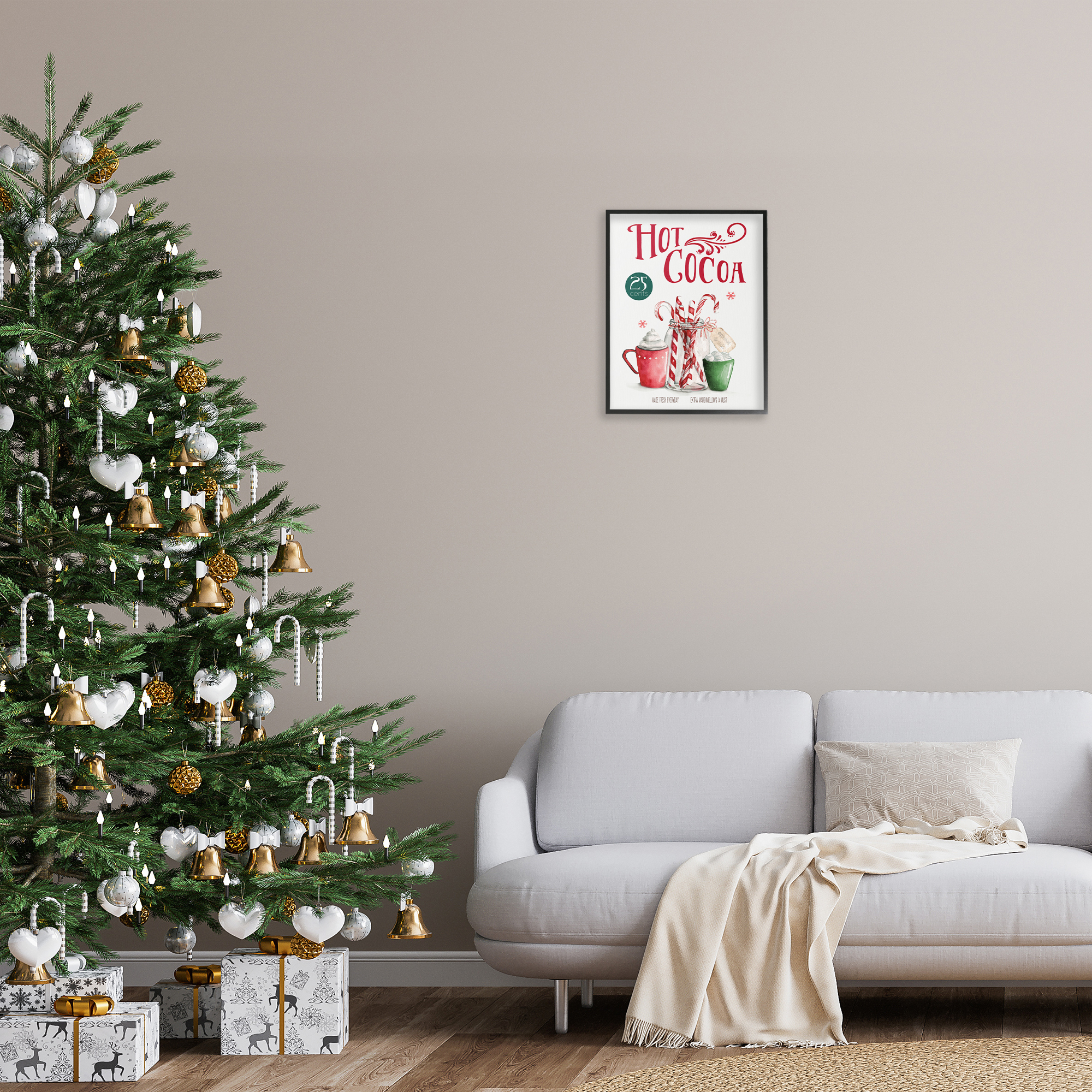 Stupell Industries Vintage Winter Hot Cocoa Holiday Painting Black Framed Art Prints Wall Art, 16 x 20