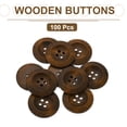 thumbnail image 3 of Uxcell 100Pcs Wooden Buttons 1.38" 4 Hole Round Wood Sewing Button Craft Coffee, 3 of 7