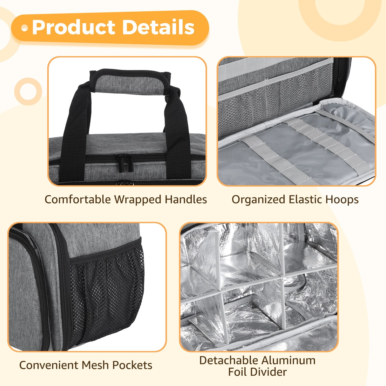 Acrylic Paint Organizer Bag, Large Capacity Bag for 54 Bottles 2 oz Acrylic Paint, Art Supply Bag with Detachable Aluminum Foil Liner, Portable Multi-Pocket Carry Bag for Paint, Paintbrushes, Palette