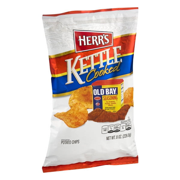 Herr's Kettle Cooked Potato Chips Old Bay Seasoning 8 Oz. (3 Bags
