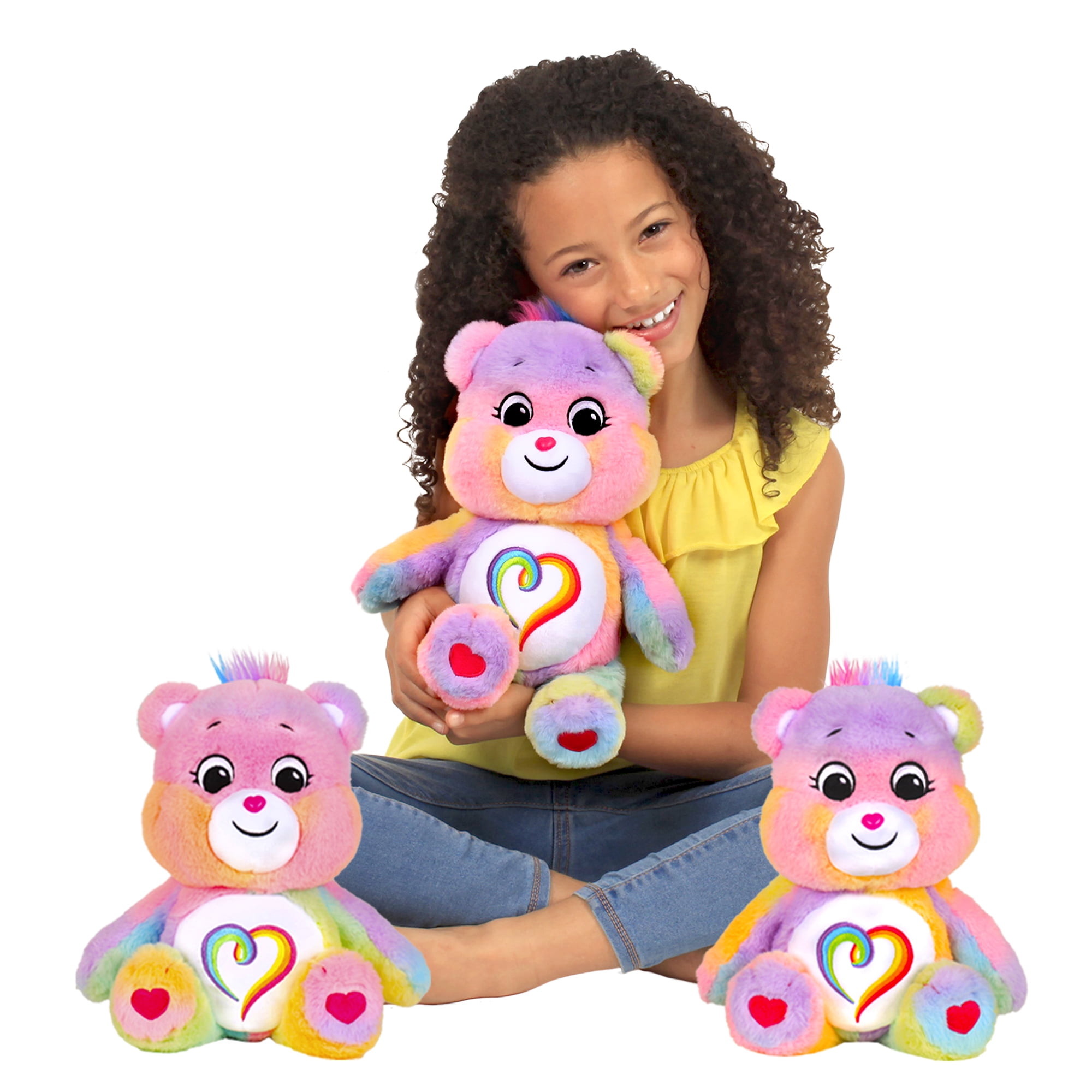 NEW 2021 Care Bears 14" Togetherness Bear Rainbow Heart Badge Plush Toy 