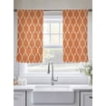thumbnail image 5 of Orange Morocco Sheer Curtains 45 Inch Length 2 Panels for Living Room, Farmhouse Ethnic Geometric Grid Aesthetic Voile Kitchen Curtain Set, Luxury Privacy Drapes Window Treatment for Bedroom, 5 of 7