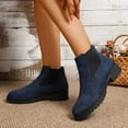 thumbnail image 3 of Rokment Chukka Ankle Boots for Women 2025 Fall Winter Fashion Suede Round Toe Chunky Low Heel Non Slip Slip-On Dress Short Booties Blue Size 8.5, 3 of 6