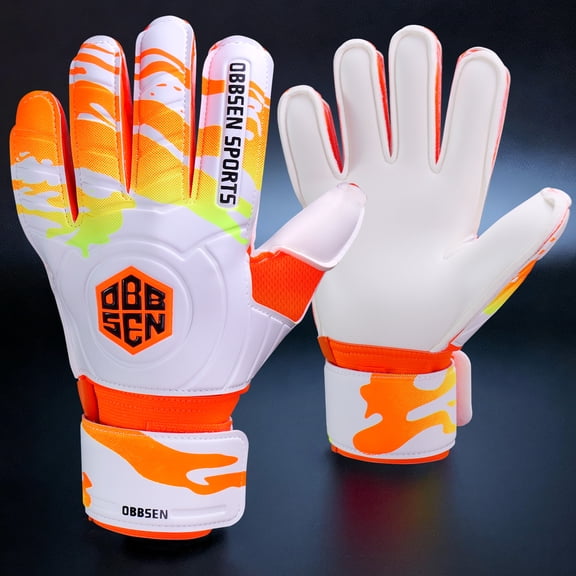 OBBSEN Colorful Soccer Goalkeeper Gloves, 3mm Latex Grip Goalie Gloves with Finger Save, Breathable Non-Slip Gloves for Youth and Adult