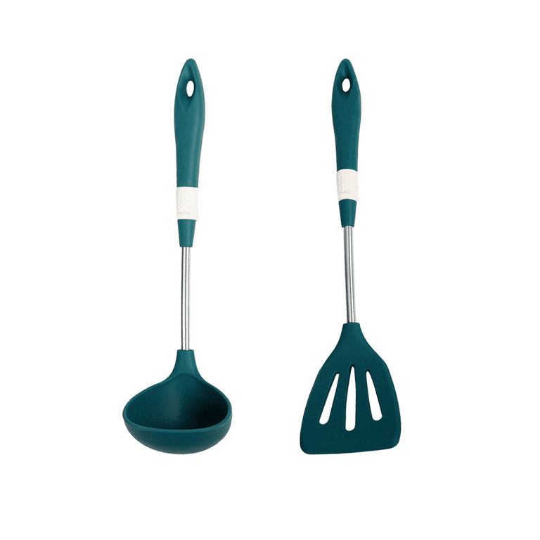 Silicone Cooking Utensils Set-Kitchen Utensil Set Stainless Steel Handle  Non-Stick Cookware Dishwasher Safe