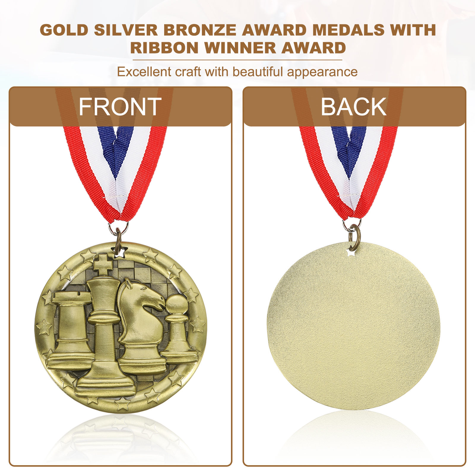 Uxcell Tournament Star Award Medals with Ribbons, Winner Medals Prizes for Competitions Sports Party Gold